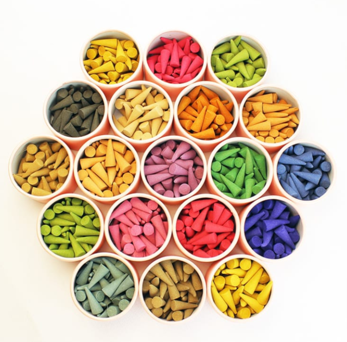 Colorful cone incense